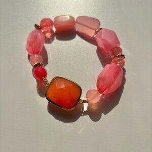 Vibrant Pink and Orange Beaded Bracelet
